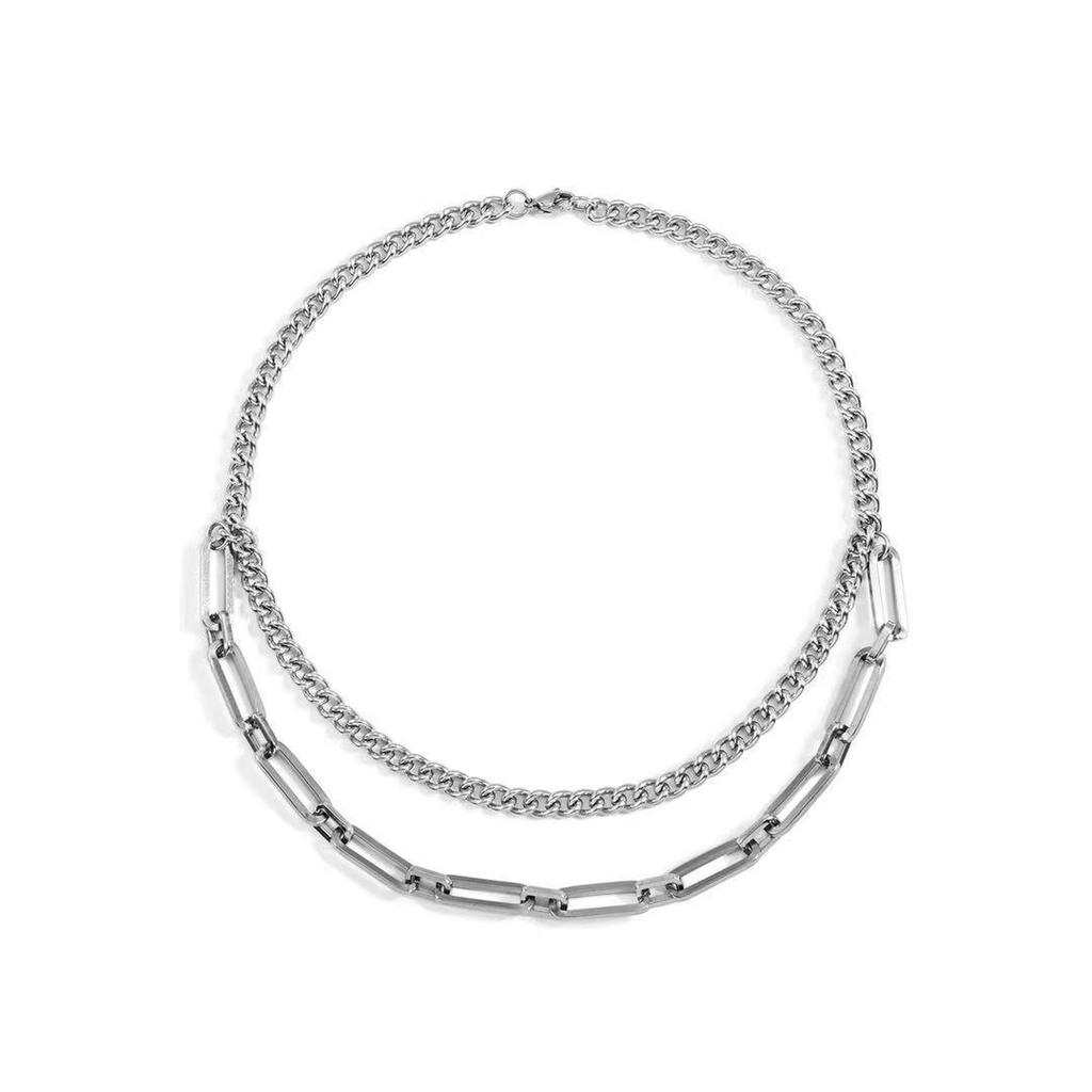 Трендовое двухслойное ожерелье из титановой стали с ретро-подвеской — стиль хип-хоп, универсальный и уникальный аксессуар