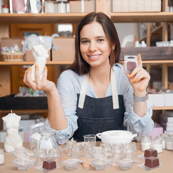 100 шт., форма для плавления воска, прозрачная квадратная круглая пустая пластиковая форма для изготовления мыла «сделай сам», «сделай сам», контейнер для изготовления ароматических свечей