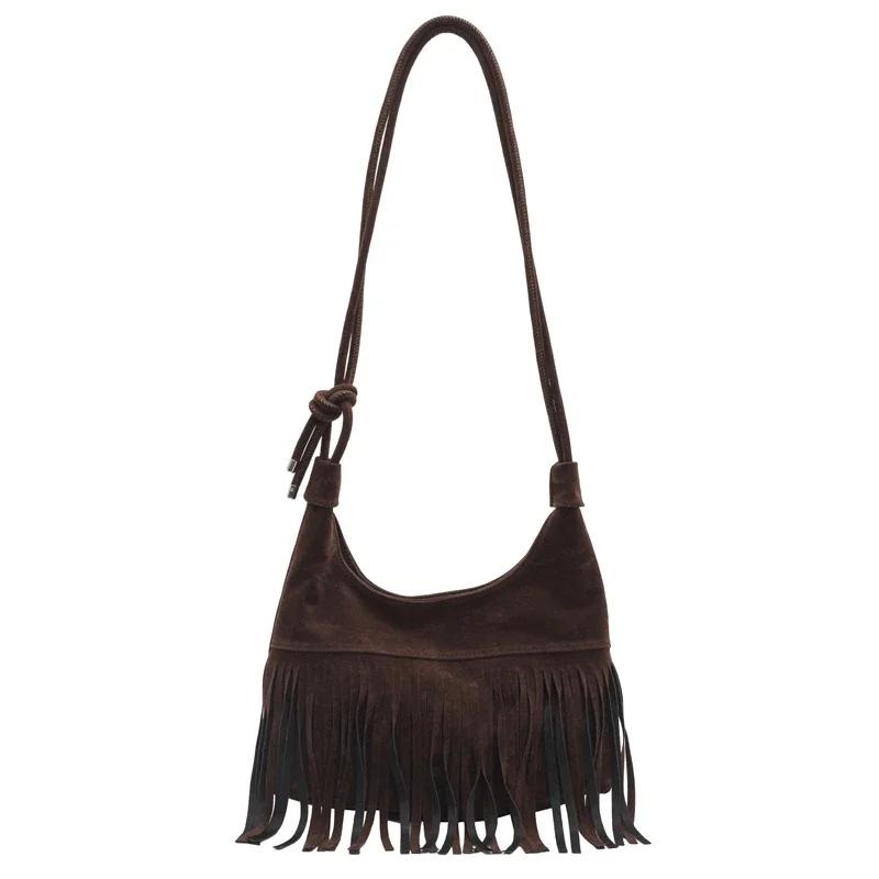 Большая вместимость внутреннего отделения с бахромой, швейные нитки, сумки через плечо, горячая распродажа, женские сумки из ПУ на молнии