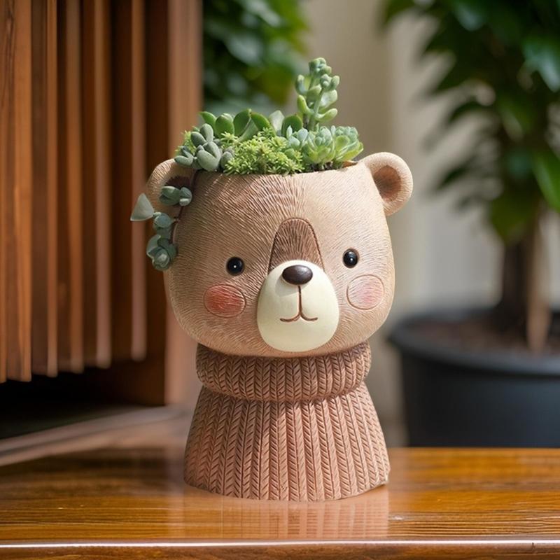 Бетонная силиконовая форма с изображением медведя, сочный цветочный горшок, глиняная цементная штукатурка, формы для домашнего сада, цветочные горшки, поделки