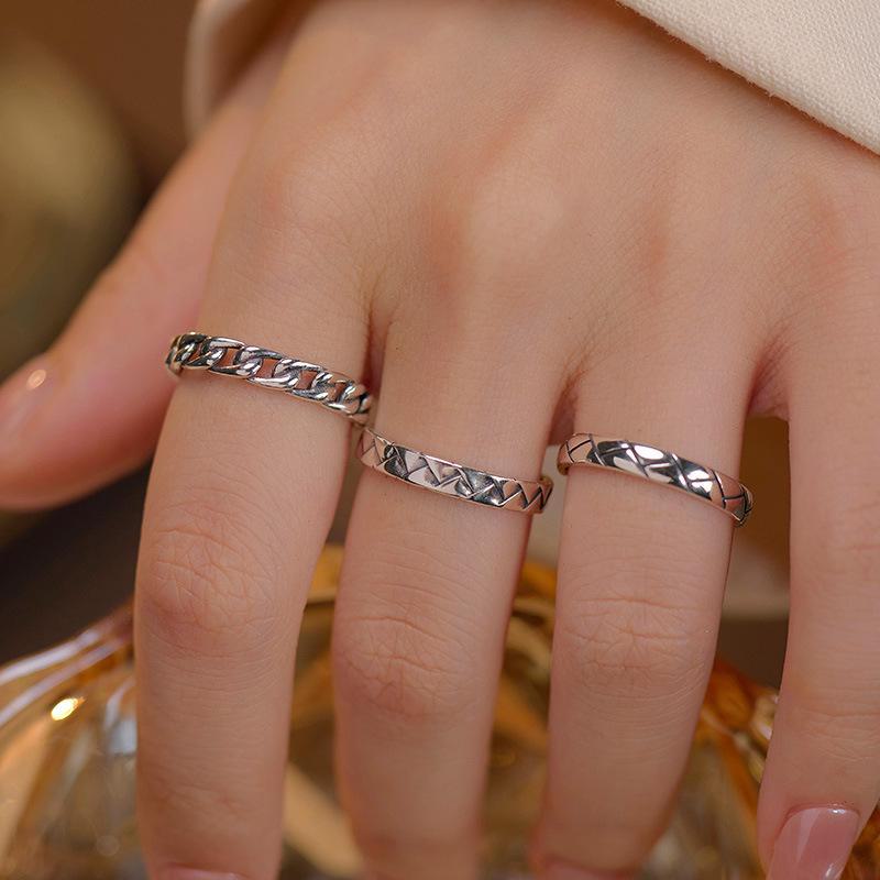 Banyan Tree S925 Серебряное ретро корейско-тайское регулируемое стековое кольцо для женщин