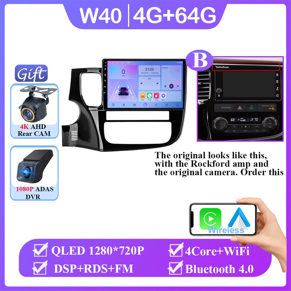 Навигация GPS Android 14 Авто Для Mitsubishi Outlander 3 2012-2018 Carplay Автомобильный Видеоплеер 2din DVD Мультимедийная Головное Устройство 2K BT