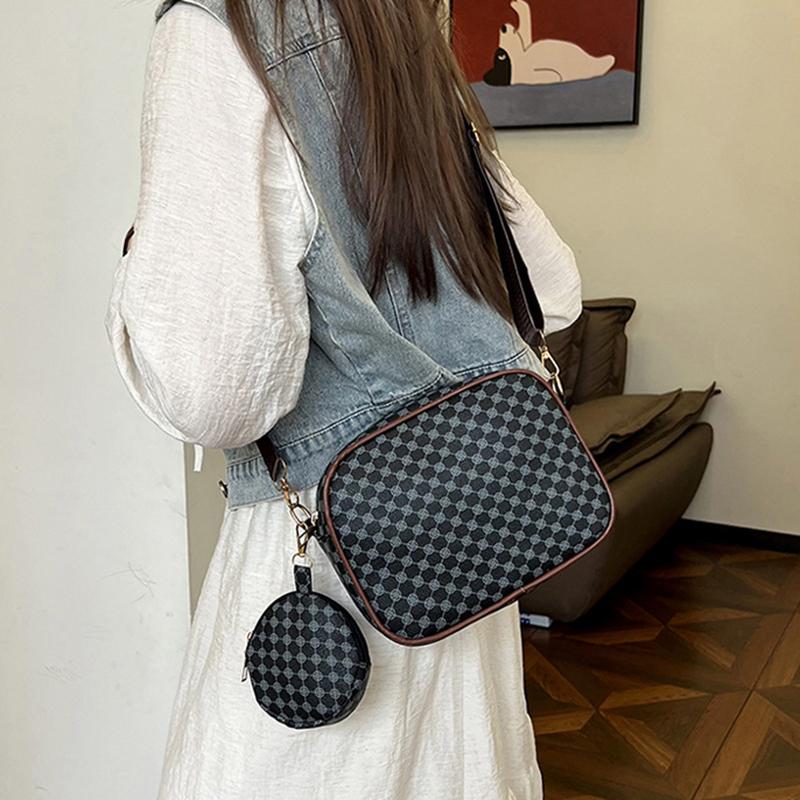Винтажная трендовая квадратная сумка через плечо с небольшим узором из искусственной кожи, женская сумка через плечо