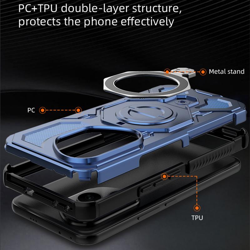 KEYSION Противоударный магнитный чехол для HONOR 400 Pro 5G с откидной металлической подставкой-кольцом для телефона, задняя крышка для Huawei Honor 400 5G