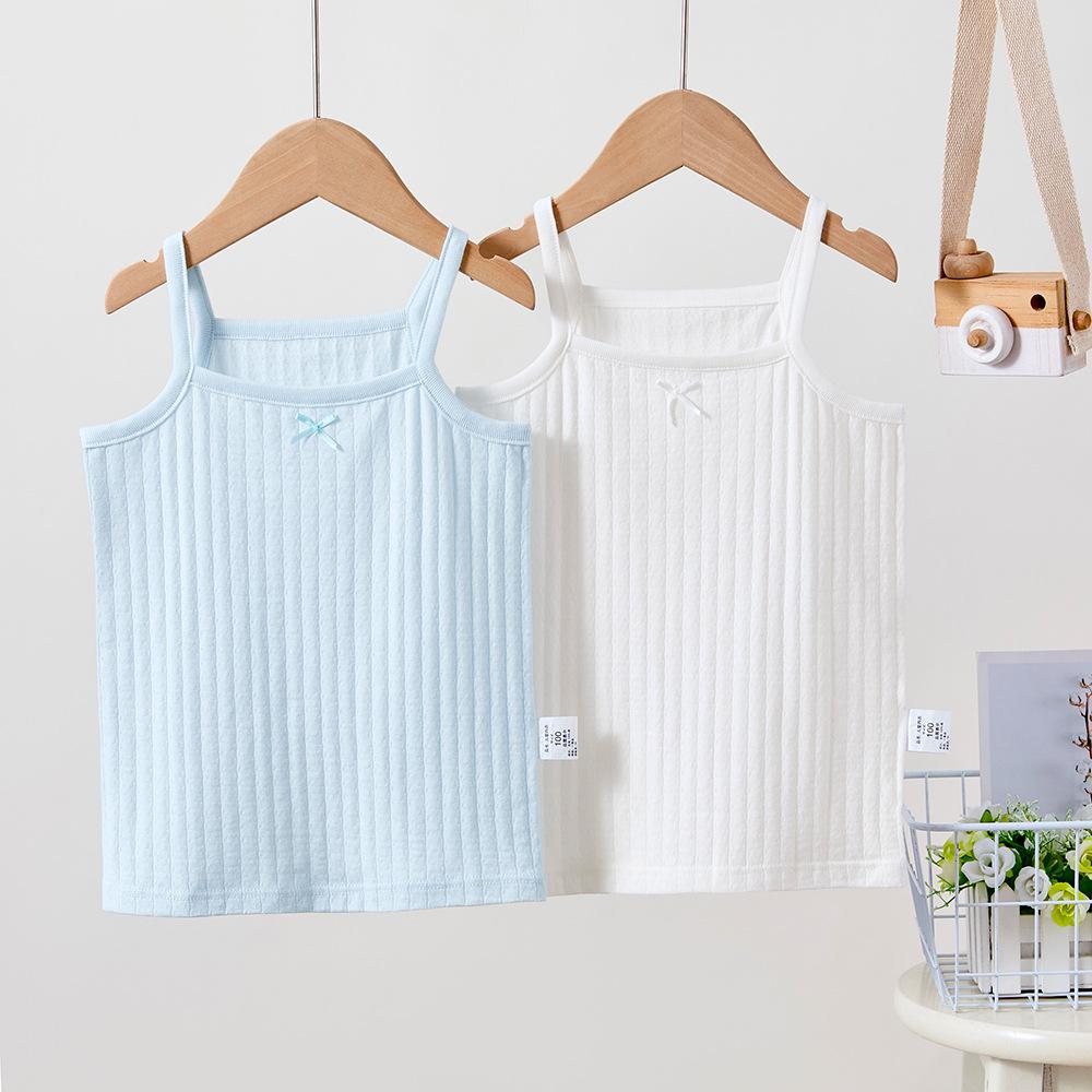 2 шт. Девочки Майка 2-12 лет Белый Базовый топ-майка для девочек Спортивные топы Набор трусов для девочек