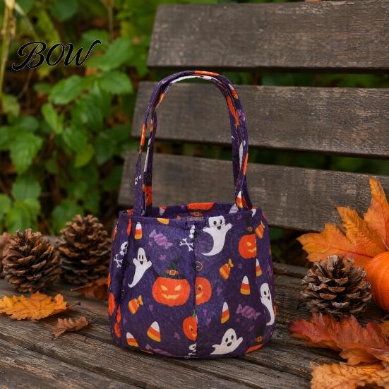 Sturdy Halloween Treat Bag Candy Bucket for Kids, Non-Woven Trick or Tote Non-woven Fabric Basket, Pumpkin Ghost Snack Holder with Handle Party Favors