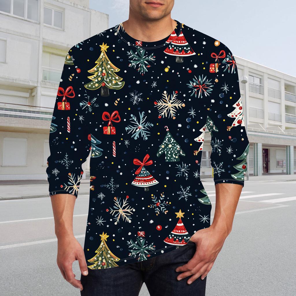 Men's T Shirt O-Neck Clothing Apparel Outdoor Long Sleeve Print Fashion Designer Vintage