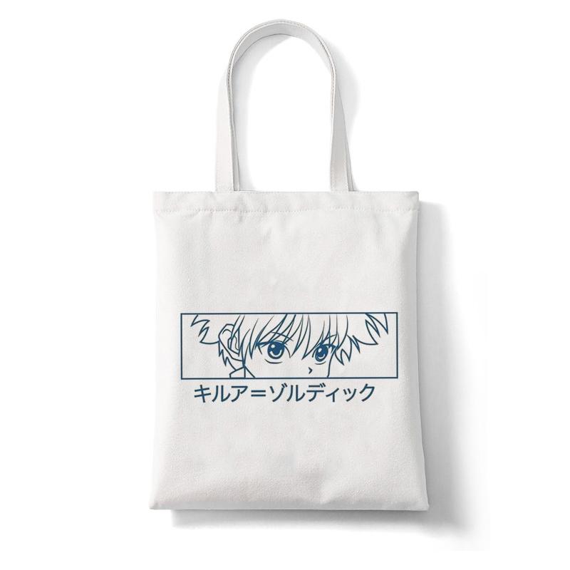 Anime Shopper Bag Hunter X Hunter Killua Zoldyck Shopping Bag Canvas Bag Tote Large Capacity Collapsible Handbags Shoulder Bag