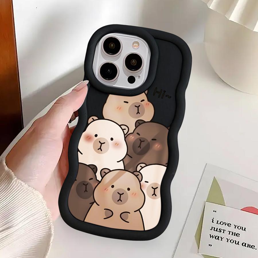Чехол для iPhone 11 12 15 Plus 17 Air 14 16 Pro Max 13 XR 8 Мягкий чехол для телефона Капибара Милый