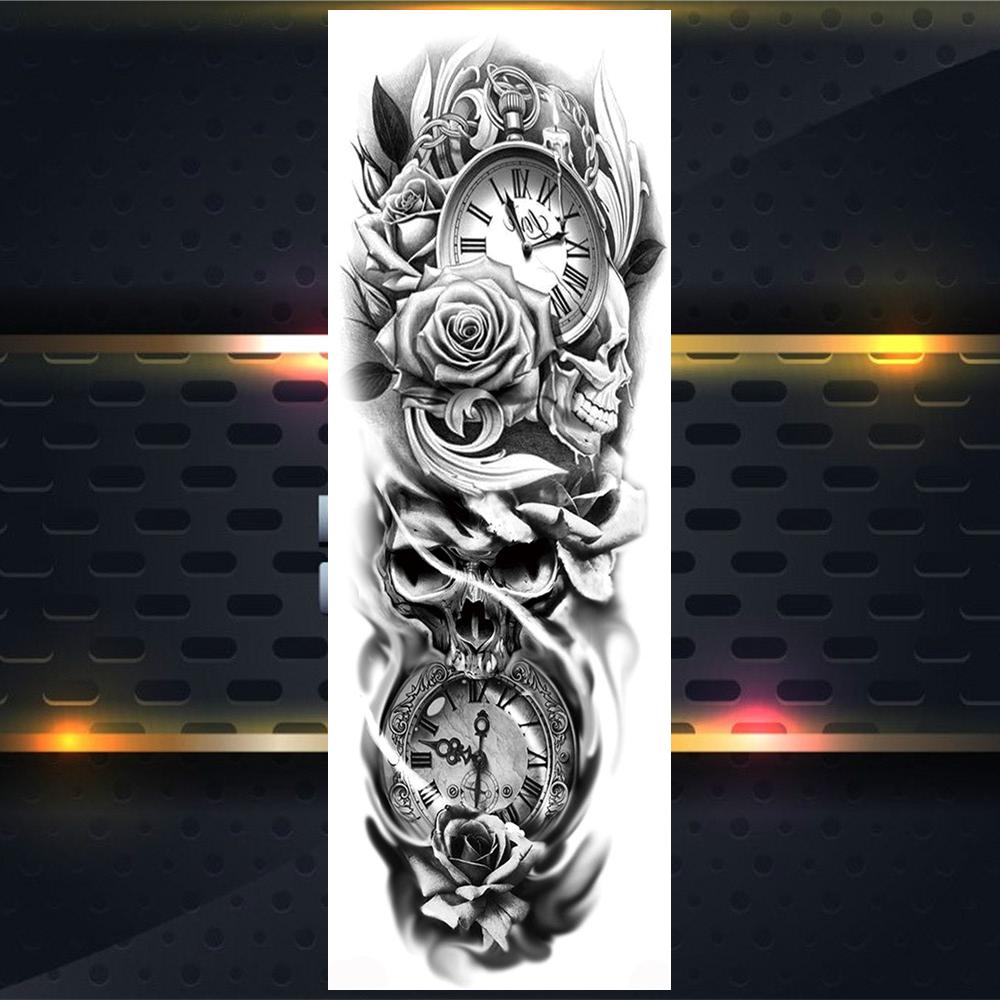 Длинные Временные Татуировки На Полную Руку Для Мужчин Мальчиков Лев Король Зверей Военная Тату Боди-Арт Хна Поддельные Волк Водонепроницаемые Рукава Татуировки Наклейки