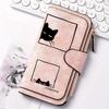 Women's Long Wallet Black Striped Cat Multi - functional Snap Coin Purse for Cat Lovers Daily Commute Travel Gift 0109PYT