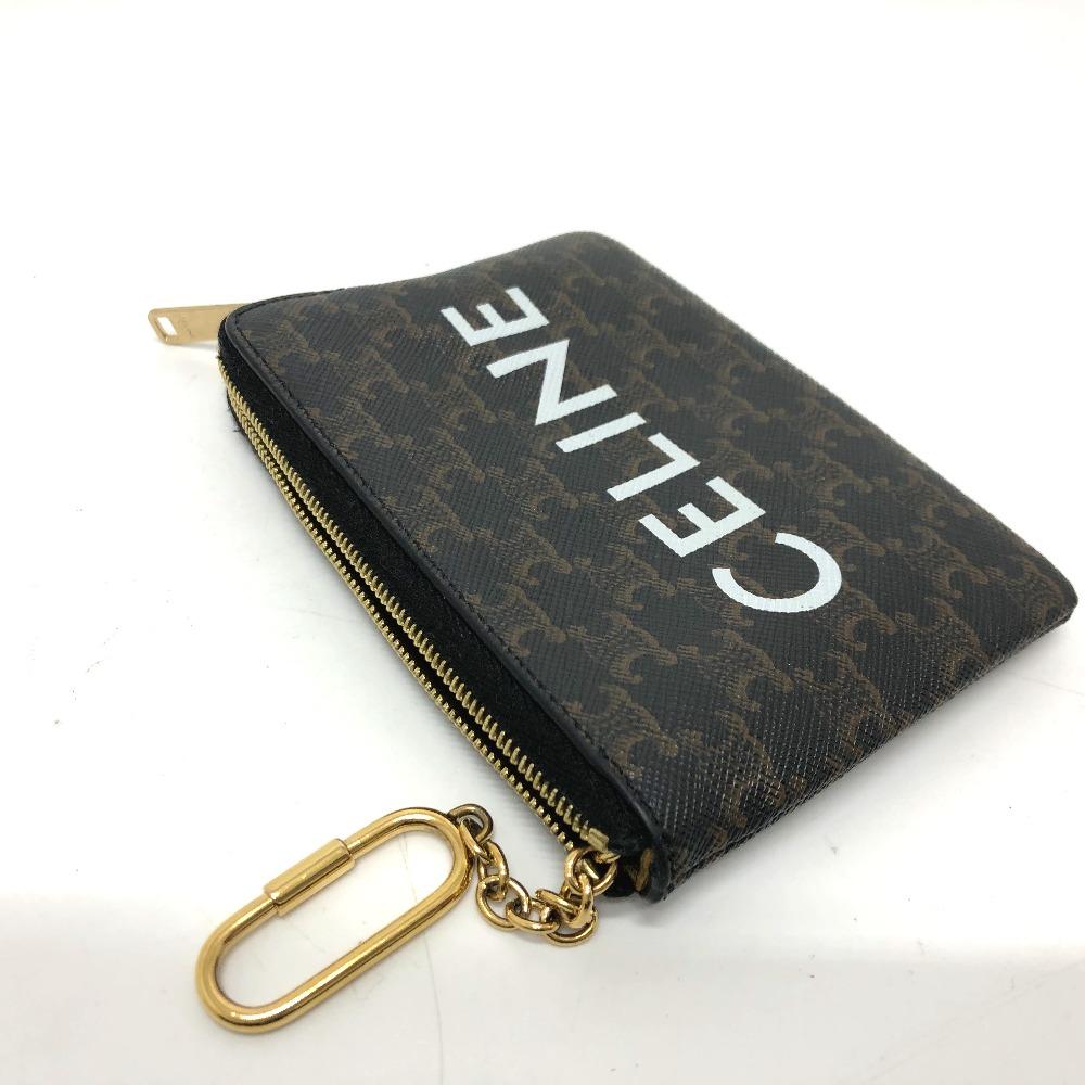 CELINE 10C662CA2 Triomphe  coin purse PVC/Leather Brown/GoldHardware