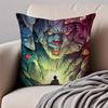 Dark style artistic illustration HHalloween Cushion Cover Pillowcase Antidustmite Invisible Zipper Short Plush Sofa Cushion