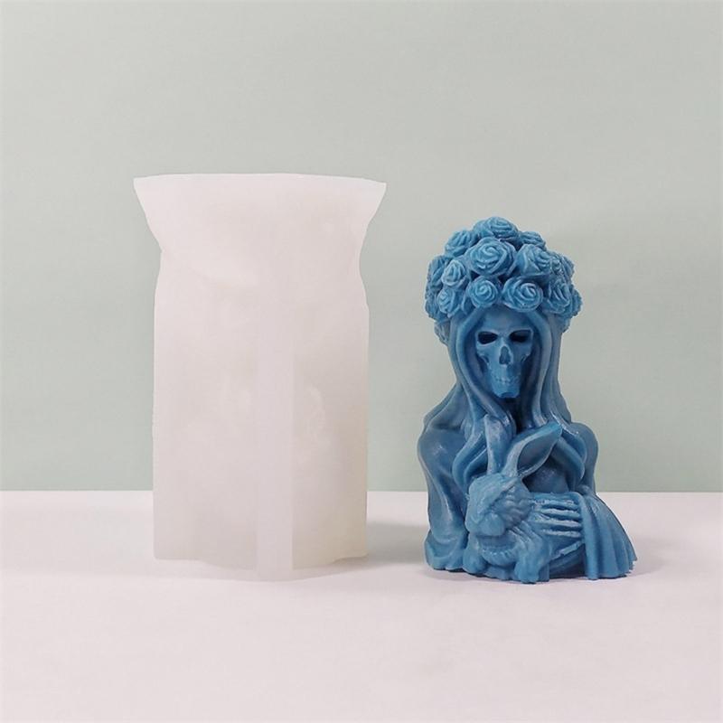 Ручная работа череп ведьма силиконовая форма ароматические гипсовые свечи украшения капля клей смола форма для украшения