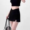 2024 Black High Waist Slit Mini Skirt - Bodycon Summer Wrap for Women