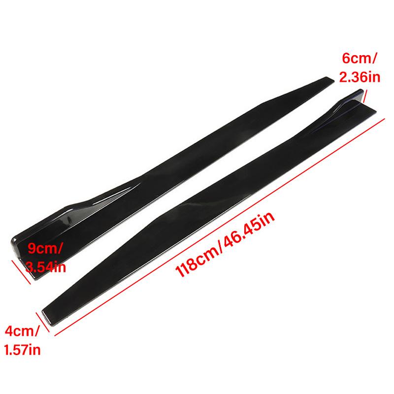 Universal 2PCS Car Side Skirts Lip Kits Glossy Black ABS Blade Style Spoiler Lip Kits for Sedan Coupe Hatchback Exterior Styling