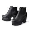 Women Fashion Boots Square Heel Platforms Zapatos Mujer PU Leather Thigh High Pump Motorcycle Shoes