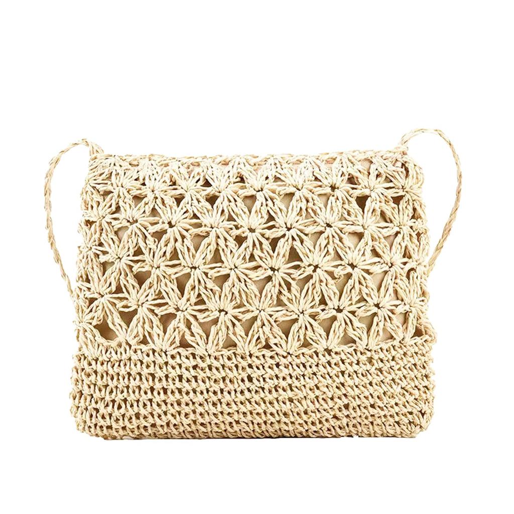 Макраме Сумка через плечо Lapimou, Идеально для Юкаты и Кимоно, Летняя Сумочка-клатч, Маленькая соломенная сумка, Сумка через плечо, Плетеная сумка, Летняя сетчатая (Белый с оттенком)