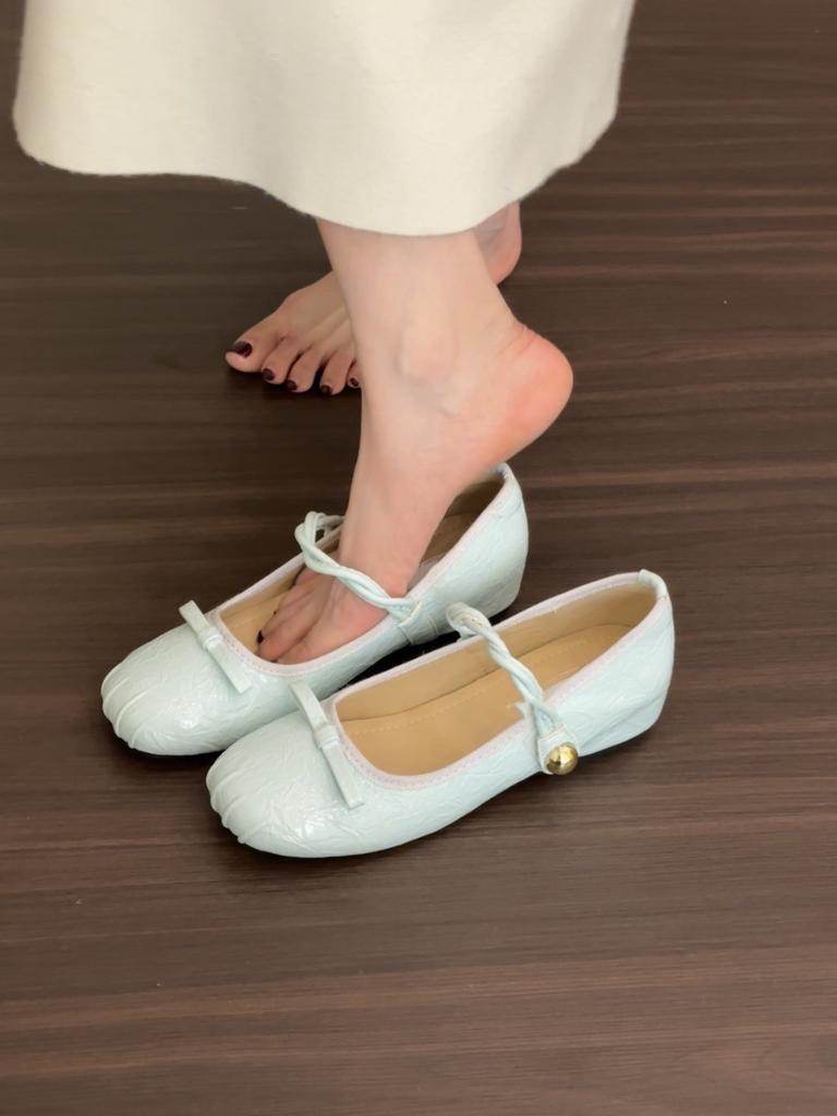 Внутреннее увеличение высоты Французские серебристые туфли Мэри Джейн одинарные женские туфли 2025 новая весна бант с юбкой вечерние туфли