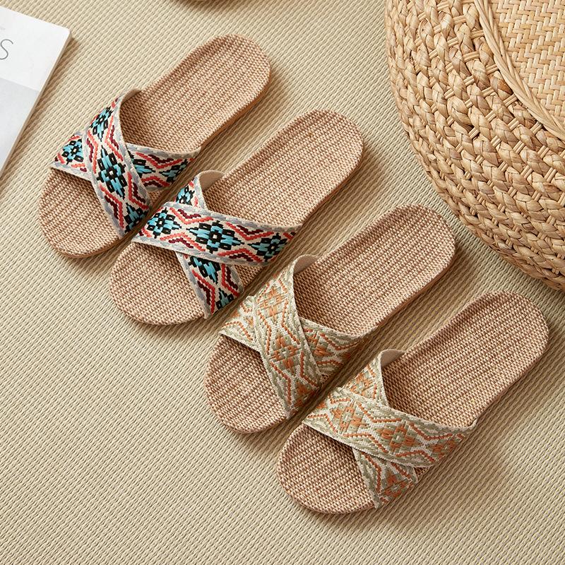 Linen Slippers Deodorant and Non-slip Indoor Cotton and Linen Cool Slippers Women's Summer Breathable Home Leisure Sandals Free Shipping