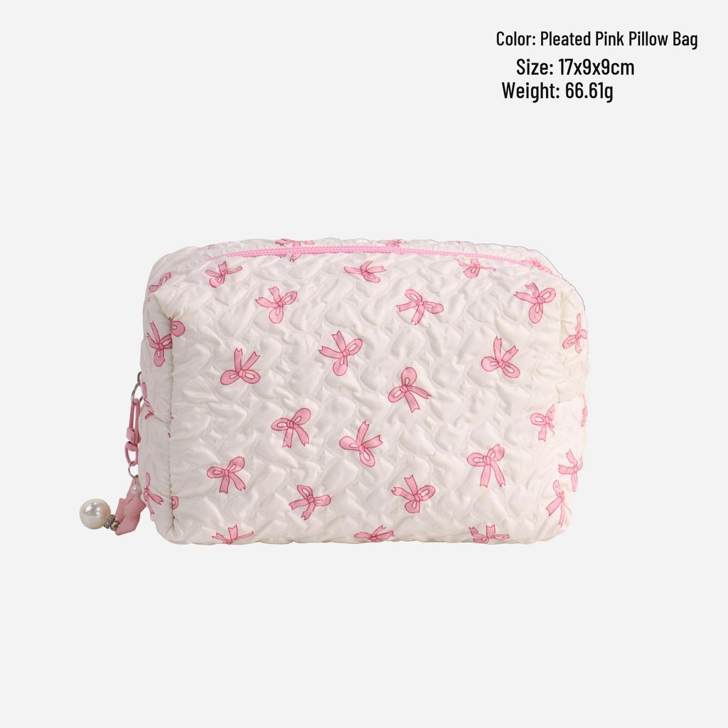 Большая Милая Сумка для Макияжа с Бантом - Портативный Клатч для Хранения Туалетных Принадлежностей и Косметики