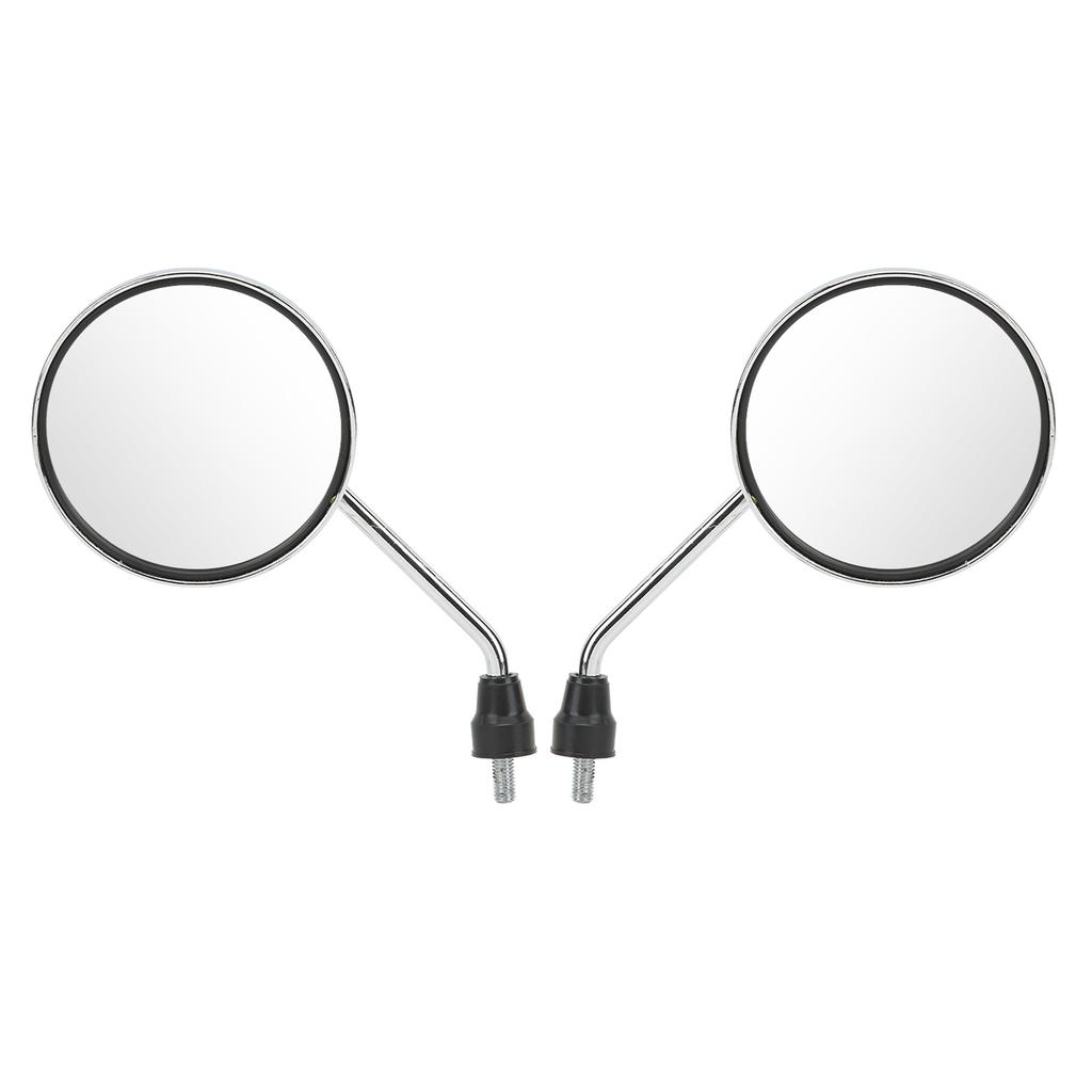 2pcs Motorcycle Rearview Mirror 8mm Thread Chrome Plated Round Universal for Street Bikes ATV
