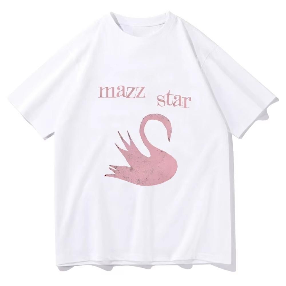 2025 Autumn and Winter Couples Simple Trend Pure Cotton Skin-friendly T-shirt Swan Printing Trend Large Size Men Women's T-shirt