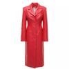 Red Trench Coat Leather Genuine Lambskin Handmade Long Women's Party Stylish