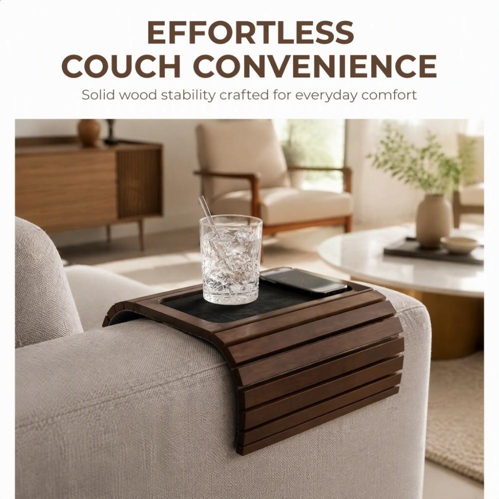 Rectangular Couch Armrest Tray Table Solid Wood Serving Tray Folding Sofa Arm Tray Sofa Armrest