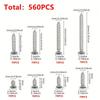 560 шт./коробка Набор саморезов по дереву - Включая 8 различных размеров крестовых шурупов с плоской головкой M2 для металла, комплект для классификации