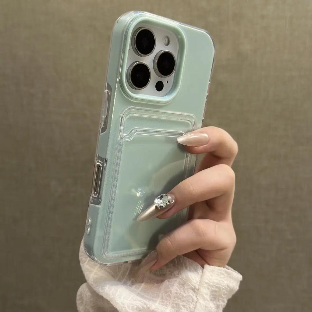 Роскошный прозрачный чехол-держатель для карт для iPhone 17 Air 16 Promax 15 Plus 14 11 13 12 Pro Max Кошелек 2 в 1 Мягкий защитный противоударный чехол-конфетка