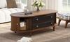100 x 50 x 36 cm Coffee Table with Two Drawers, Roller Door, 4 Support Legs, Walnut Wood Color + Black