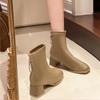 Fashion 2024 Autumn New Women's Back Zipper Square Toe Ankle Boots Fashion Women's High Heel Solid Color Fashion Boots