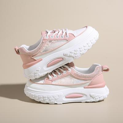 Летние новые туфли для пап на толстой подошве 2024 года, универсальные повседневные кроссовки на шнуровке, дышащие, удобные кроссовки для бега в Корейском стиле