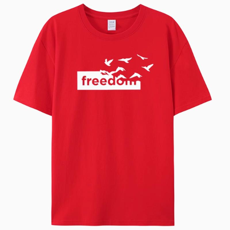 2025 Luxury Summer Fashion Cotton Round Neck T-shirt Freedom Printed Short Sleeves For Men And Women Can Be Loose And Versatile