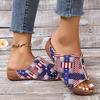 Fashion Fashion Print Platform Slippers Women Summer 2025 Open Toe Thick Bottom Slides Woman Perfect for Independence Day Celebration