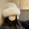 Bucket Hat Female Winter Rabbit Fur Hat Female Winter Face Small Warm Cold Ear Protection White Plush Bucket Hat