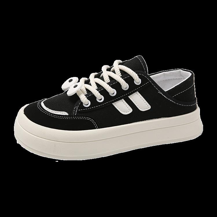 Уродливые милые круглые головки, две пары ношения парусиновых туфель, женские 2024, две пары ношения, можно ходить по ветру кампуса, одна педаль, половина перетаскивания, маленькие черные туфли