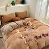 Summer Cotton Yarn-Dyed Duvet Set - Cute Dachshund Embroidered 4-Piece Bedding