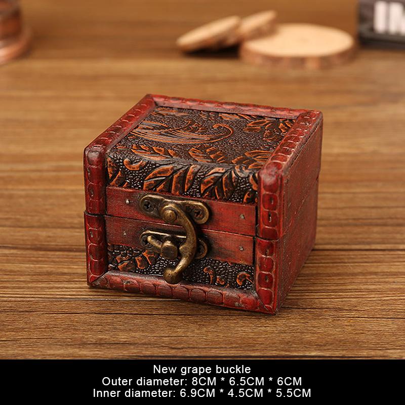 Chinese Style Vintage Wooden Jewelry Box With Lock Trinket Packing Box For Ring Brooch Bracelets Earrings Ear Studs Storage Box