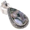 Natural Moss Agate Gemstone 925 Sterling Silver Jewelry Pendant 2.76" W6a62