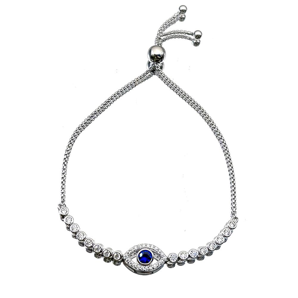 Turkish Lucky Eye Hand Chain For Women Men 925 Sterling Silver Adjustable Blue Eyes Luxury Female Fashion Bracelet Jewelry