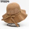 Women's Hollow-out Breathable Wide Brim Sun Hats Simple Solid Color  Elegant Casual Spring Summer Outdoor Sunscreen Bow Hats