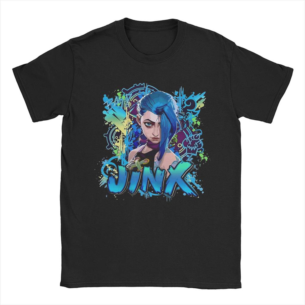 Мужская футболка Jinx Arcane Game 100% Хлопок Одежда Винтажная Короткий рукав Круглый вырез Летняя футболка