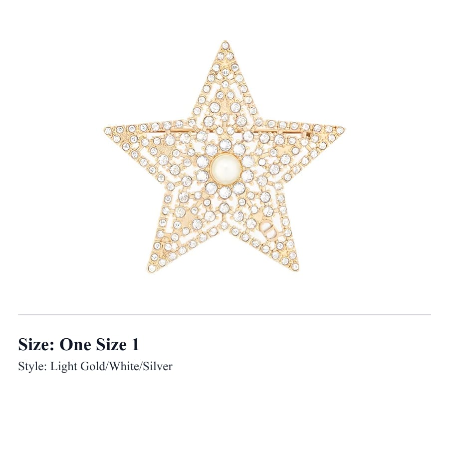 DIOR Metal Resin Brooches Unisex Light Gold/White/Silver V1856WOMCY_D03S