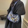 Холщовая сумка с алфавитом женская большой вместимости 2025 новая повседневная ручная тканевая сумка студенческая для занятий на плечо сумка для отдыха