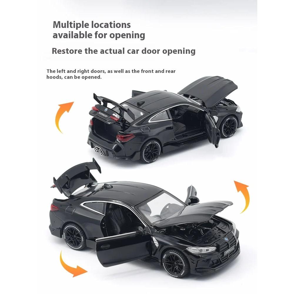 1/32 BMW M4 Coupe Sports Car Alloy Die Casting Metal Model Sound & Light Pull Back Toy Trendy Collect Ornament Boys Toy Present
