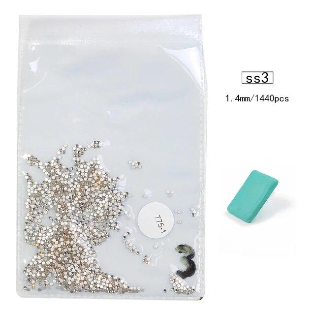 SS3-SS30, 1440 шт., супер блестящие многоцветные стразы с плоской задней частью без горячей фиксации для украшения ногтей, обуви и танцевальных украшений
