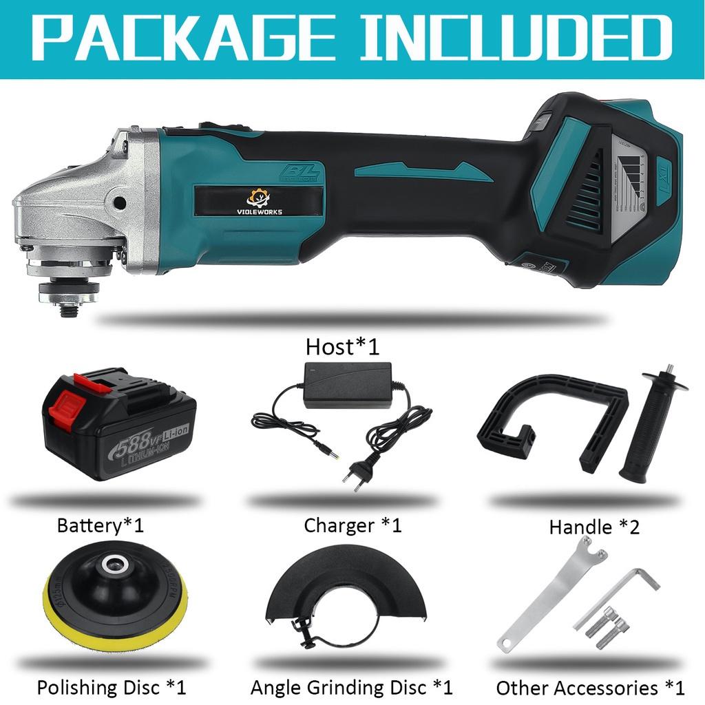 588VF 6 скоростей 2 в 1 Беспроводная угловая шлифовальная машина Полировщик автомобиля Бесщеточная электрическая угловая шлифовальная машина для батареи Makita 18 В