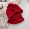 Мягкая Плотная Шапка Зимняя Женская Теплая Вязаная Шапка Шапки-Бини Пуговица Защита Ушей Завязка Шапка-Пуловер